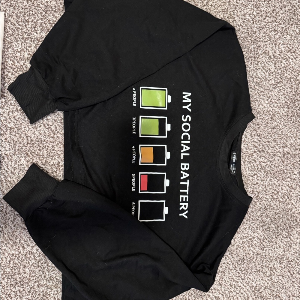 Black Graphic Sweatshirt with Social Battery Design